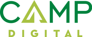 Green and light-green "CAMP DIGITAL" logo with stylized 'A' resembling a tent.